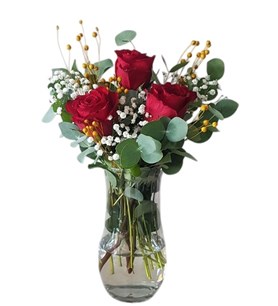 vazo gül, 3 gül, gül, güller